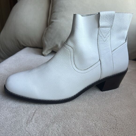 Vionic Roselyn White Leather Ankle Boot Bootie Women 8.5 Chic Minimalist Classic - Picture 2 of 14